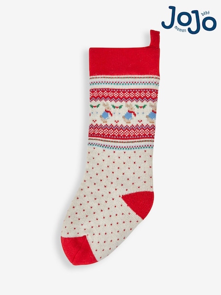 JoJo Maman Bébé Red Peter Rabbit Fair Isle Knitted Christmas Stocking (697159) | £23