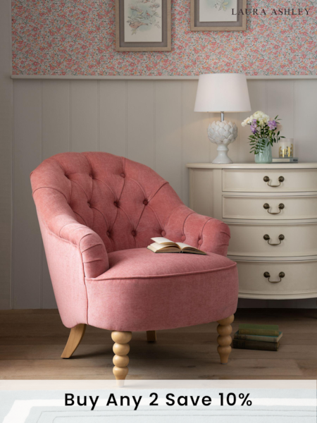 Laura Ashley Baron Chenille Old Rose Pink Hanby Accent Chair (698035) | £449