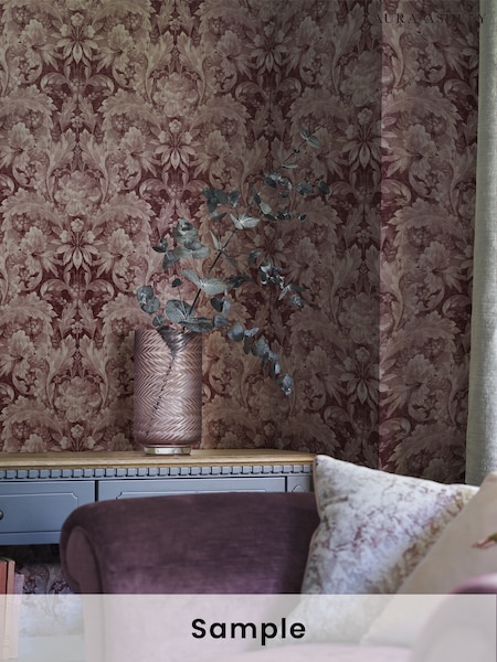 Laura Ashley Pale Blackberry Purple Appoline A4 Wallpaper Sample (698636) | £1