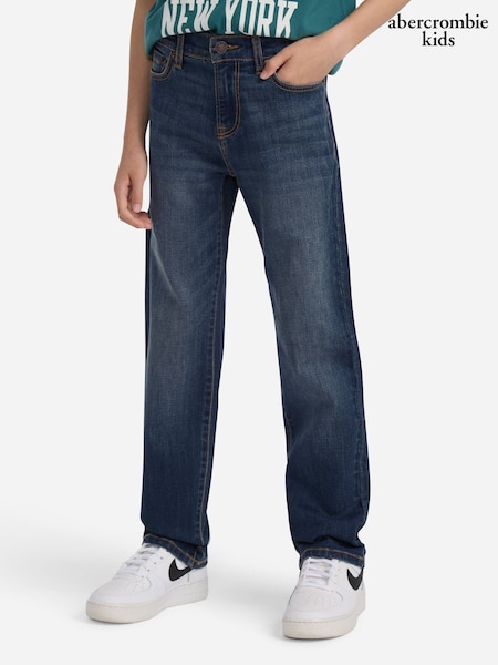 Denim Blue - Abercrombie & Fitch Straight Fit Jeans