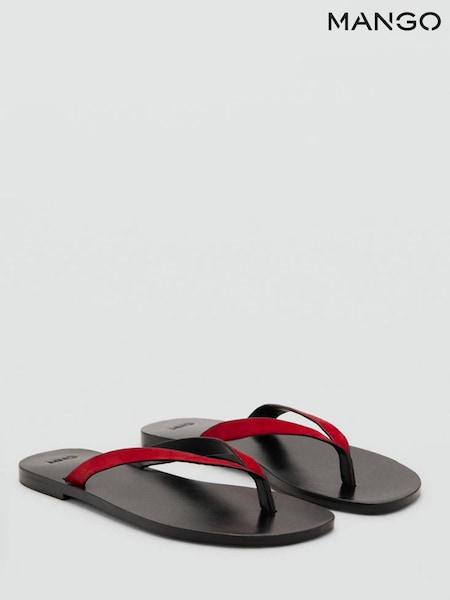 Red - Mango Leather Flip Flops