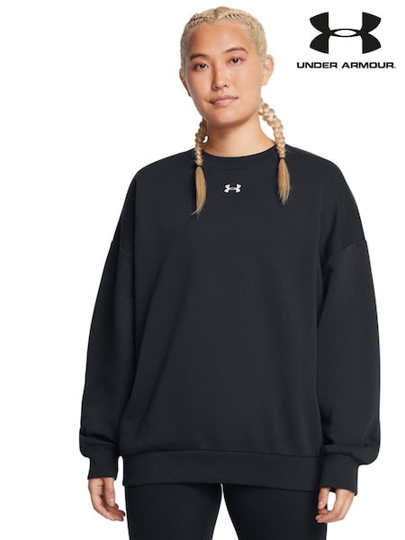 Under Armour Black Oversized Rival Fleece Crew Sweatshirt (699693) | £50