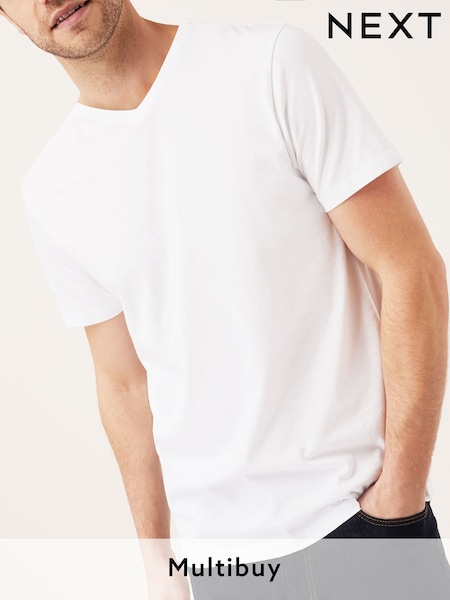 White Regular Fit Essential V-Neck T-Shirt (700985) | £8