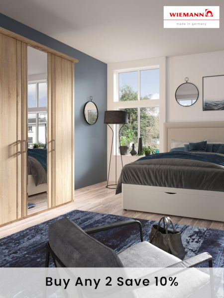 Wiemann Rustic Oak Torquay Wood and Mirror Semi Fitted Triple Wardrobe (701658) | £1,090