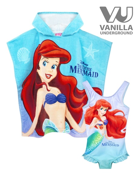Vanilla Underground Blue Little Mermaid Swimsuit and Towel Poncho Set (701661) | £29