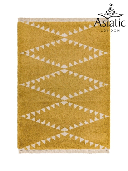 Asiatic Rugs Mustard Yellow Rocco Flags Ultra Soft Rug (702140) | £137 - £389