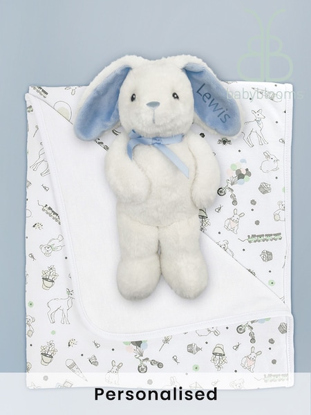 Babyblooms Personalised 100% Cotton Bunny With Snuggle Wrap Gift (702275) | £54