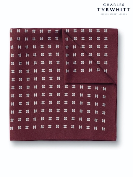Red - Regular Charles Tyrwhitt Paisley Silk Pocket Square Handkerchief