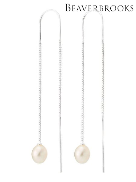 Beaverbrooks Silver Freshwater Pearl Double Drop Earrings (703172) | £30