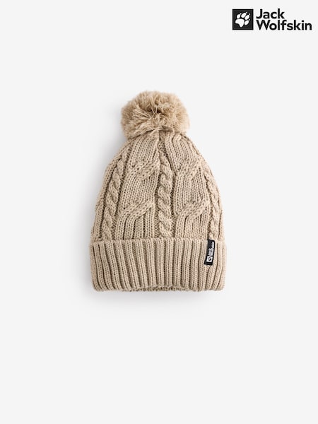 Jack Wolfskin Pom Pom Knitted White Beanie (703822) | £32