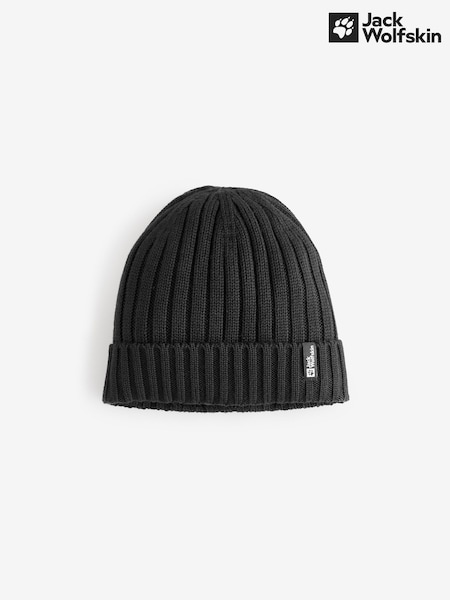 Jack Wolfskin Rib Knit Black Winter Beanie (703852) | £32