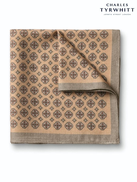 Natural - Regular Charles Tyrwhitt Floral Silk Pocket Square