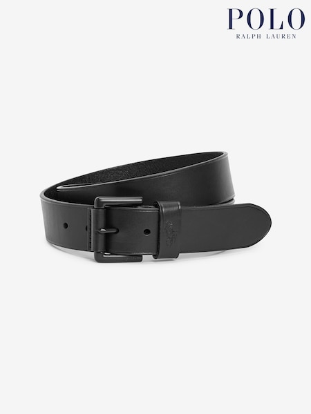 Polo Ralph Lauren Dark Black Leather Pony Player Belt (704067) | £70