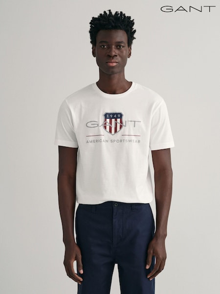 GANT White Shield Graphic Logo T-Shirt (704318) | £45