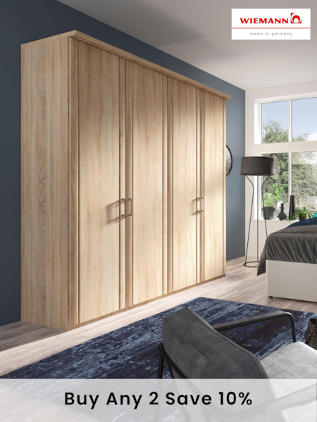 Wiemann Rustic oak Torquay Wood Semi Fitted 4 Door Wardrobe (705670) | £1,180