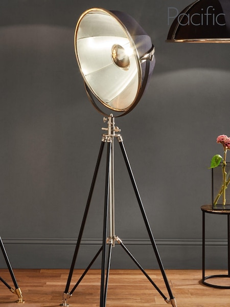 Pacific Black Elstree Silver Black And Silver Metal Tripod Floor Lamp (706061) | £450