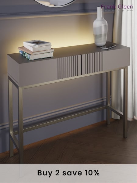 Frank Olsen Grey Iona 2 Drawer Console Table with Smart Features (706252) | £350