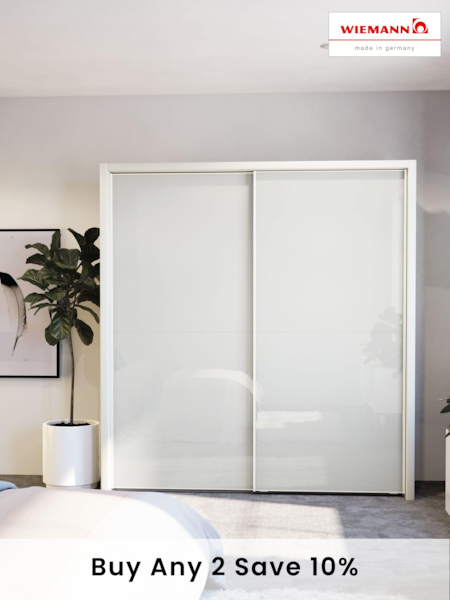 Wiemann White Peyton Glass Sliding 2.1m Sliding Semi Fitted Wardrobe (706325) | £1,135