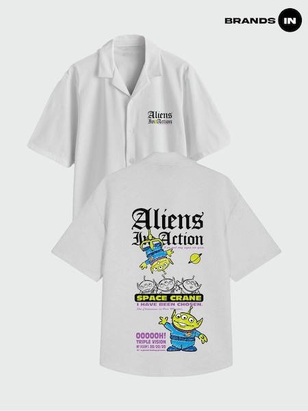 White - Regular Brands In Disney Toy Story Aliens In Action Shirt