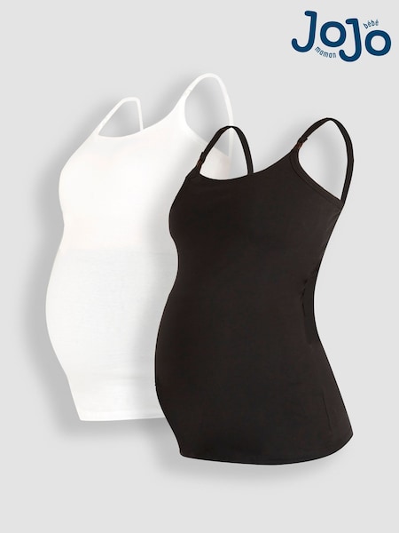JoJo Maman Bébé Black & White 2-Pack Maternity & Nursing Vest Tops (709581) | £27