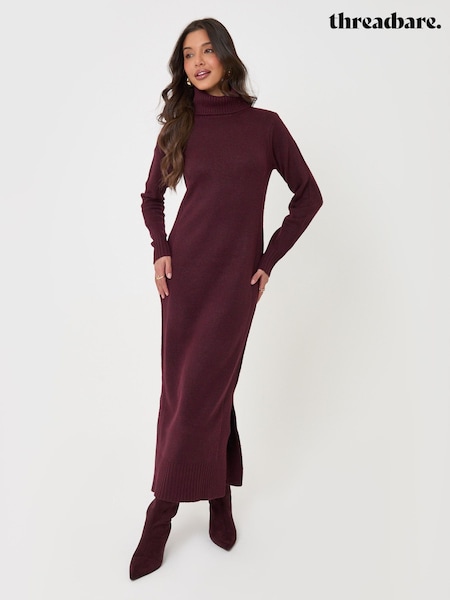 Purple - Threadbare Turtle Neck Maxi Jumper Dress