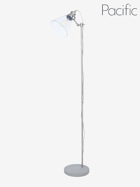 Pacific Brushed Chrome Chaplin Concrete Floor Lamp (710283) | £150