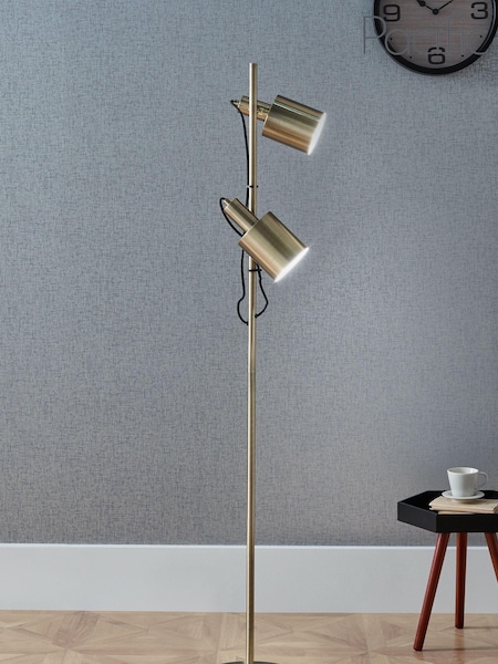 Pacific Brown Aaron Antique Brass Metal Task Floor Lamp (710739) | £150