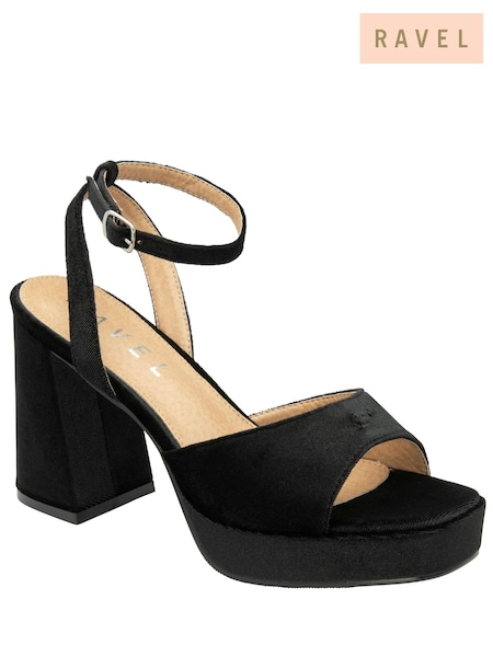 Black - Ravel Velvet Heeled Sandals