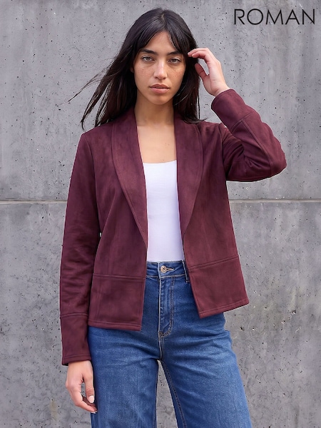 Red - Roman Petite Faux Suede Jacket
