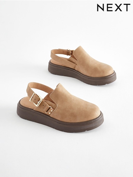Neutral Beige Adjustable Buckle Chunky Clogs (7135L6) | £24 - £31