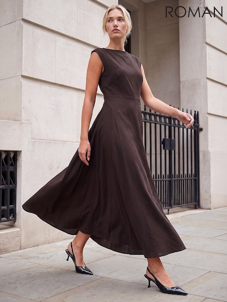Brown - Roman Fit And Flare Dress