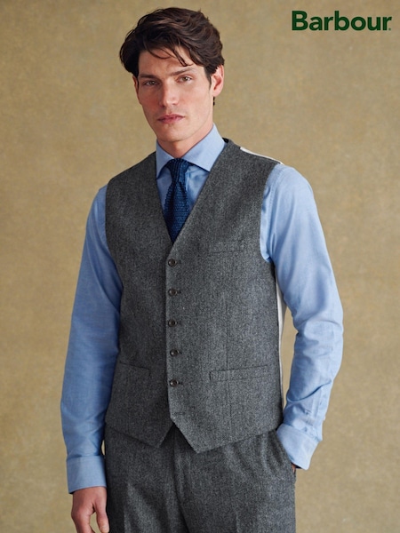 Barbour® Grey Herringbone Waistcoat (713894) | £149