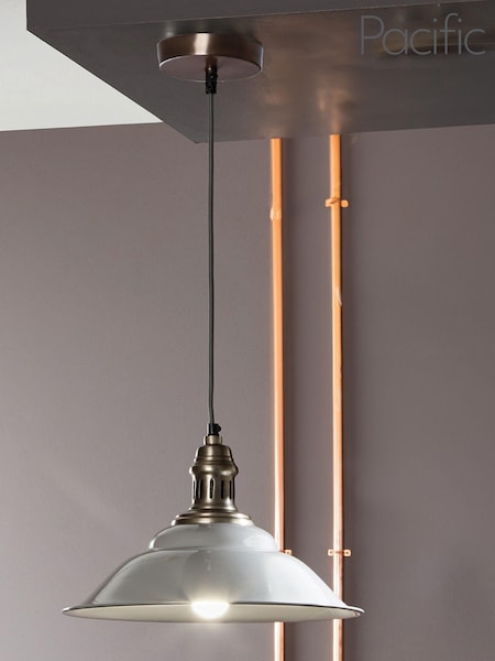 Pacific Grey Macchiato Metal Cafe Ceiling Light Pendant (714180) | £70