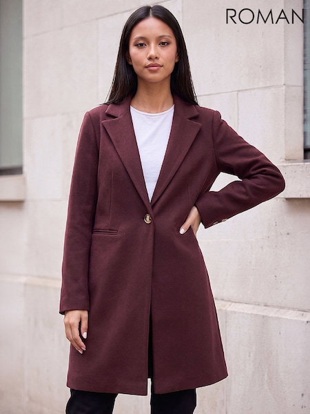 Red - Roman Petite Single Breasted Revere Coat