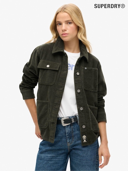 Superdry Army Khaki 100% Cotton Corduroy Chore Jacket (714471) | £80