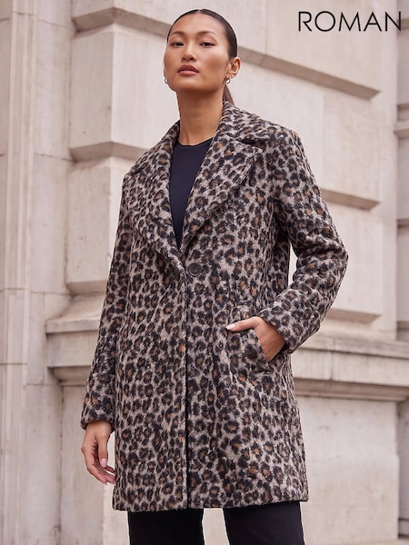 Black - Roman Petite Animal Boucle Coat
