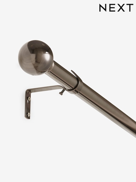 Pewter Grey Ball Finial Extendable Curtain 28mm Pole Kit (715942) | £35 - £50