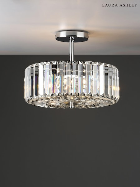 Laura Ashley Chrome Fernhurst Ceiling Flush Fitting Light (716476) | £240