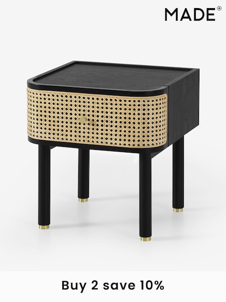 MADE.COM Black Stain Oak and Rattan Ankhara Bedside (716623) | £249