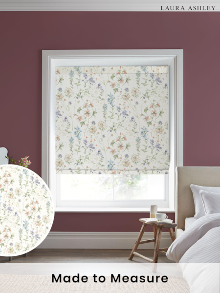 Laura Ashley Chalk Pink Wild Meadow Made to Measure 100% Cotton Roman Blinds (716705) | £84