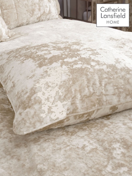 Catherine Lansfield Natural Crushed Velvet Cushion (716981) | £16