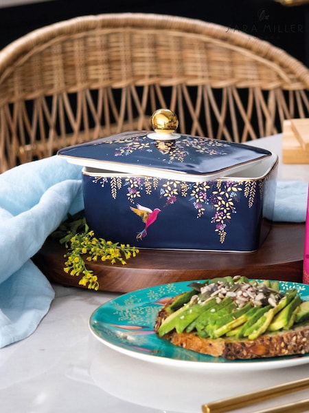Sara Miller Blue Chelsea Covered China Butter Dish (717559) | £35
