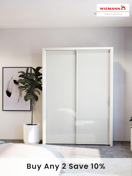 Wiemann White Peyton Glass Sliding 1.6m Sliding Semi Fitted Wardrobe (717801) | £1,075