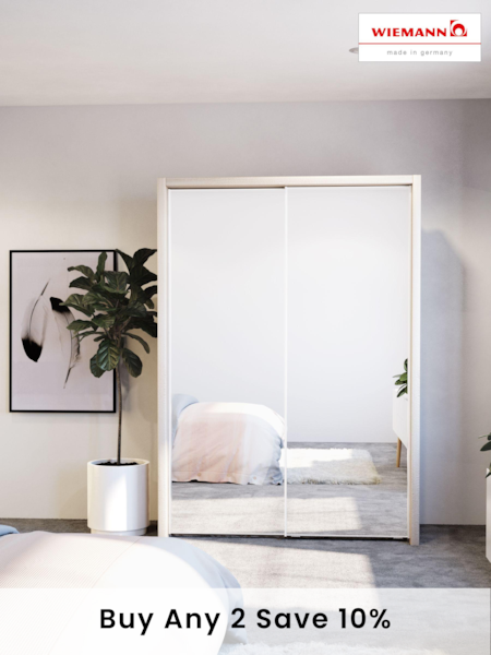 Wiemann Rustic Oak Peyton Mirror Sliding 1.6m Sliding Semi Fitted Wardrobe (719447) | £1,025