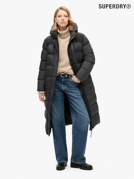 Superdry Black Grid Ripstop Longline Puffer Jacket (719761) | £130