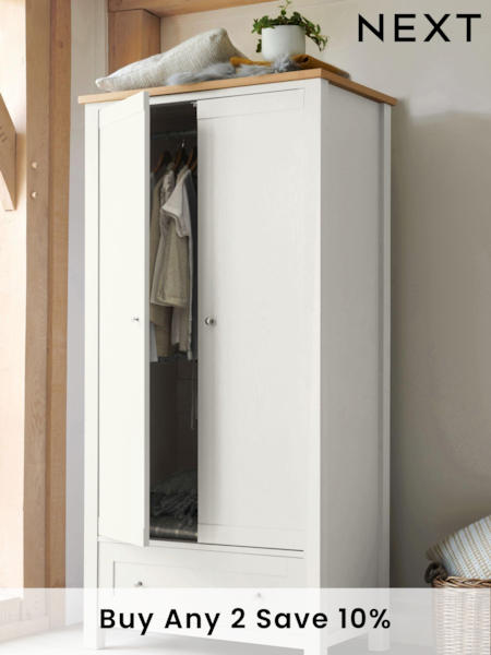 Chalk Malvern Paint Effect Double, 1 Drawer Wardrobe (719789) | £525