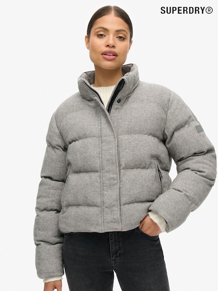 Superdry Grey Marl Tweed Puffer Boxy Jacket (719960) | £120