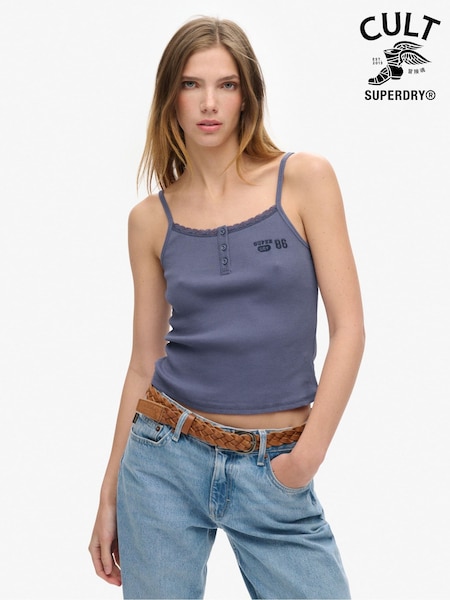 Superdry Mariner Navy 100% Cotton Athletic Graphic Button Cami (721035) | £20