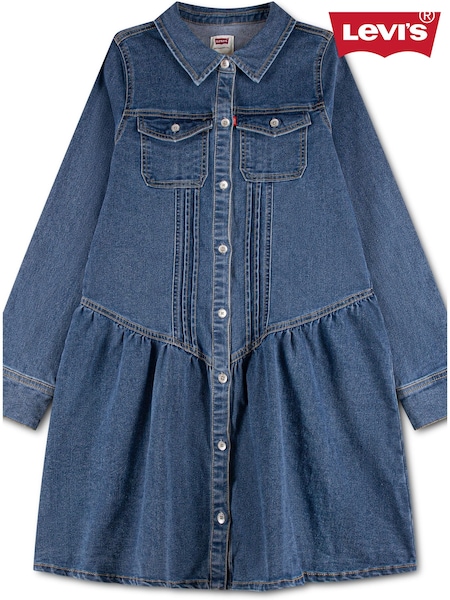 Blue - Levi's® Long Sleeve Dropped Waist Dress