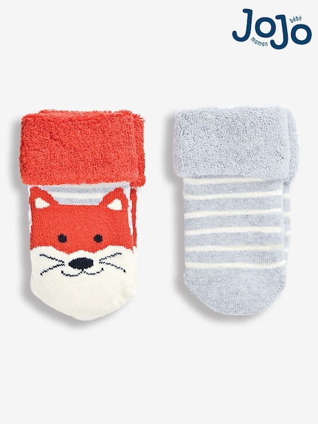 JoJo Maman Bébé Rust Orange Fox 2-Pack Baby Socks (722682) | £7.50